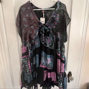 Free People Mended With Scarves Velvet Mini Dress